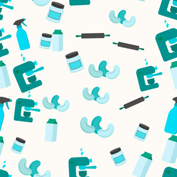 Seamless pattern of kitchen and cleaning items