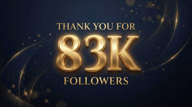 Thank You For 83K Followers Gold Milestone Celebration Social Media Gratitude Banner