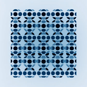 Geometric pattern with circles and semicircles on a light blue background