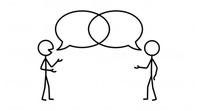 Animated Black and White Stick Figure Debate Argument Speech Concept