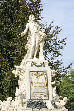 The marmor statue of the great musician Wolfgang Amadeus Mozart at Burggarten, Vienna, Austria (built in 1896)