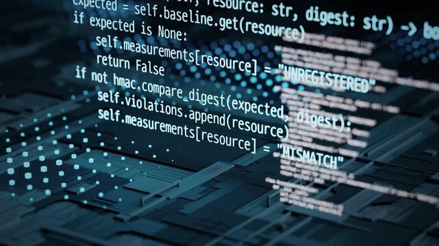 Artificial intelligence code running across futuristic computer circuitry
