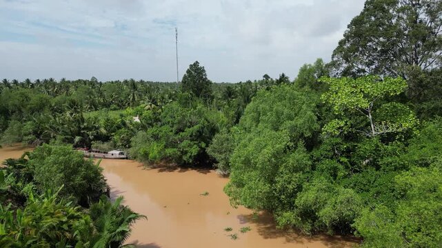 Mekong river during monsoon season