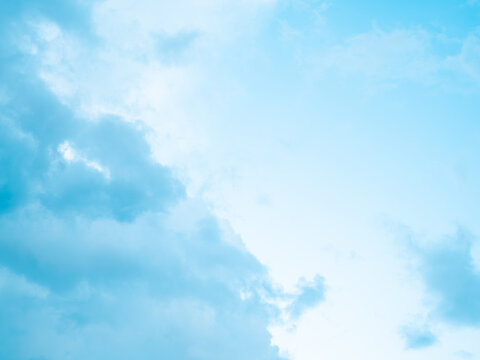 Clear Bright Blue Sky with Soft White Clouds on Sunny Day