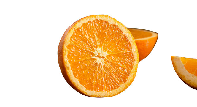 Fresh juicy orange cross section slice isolated png transparent background