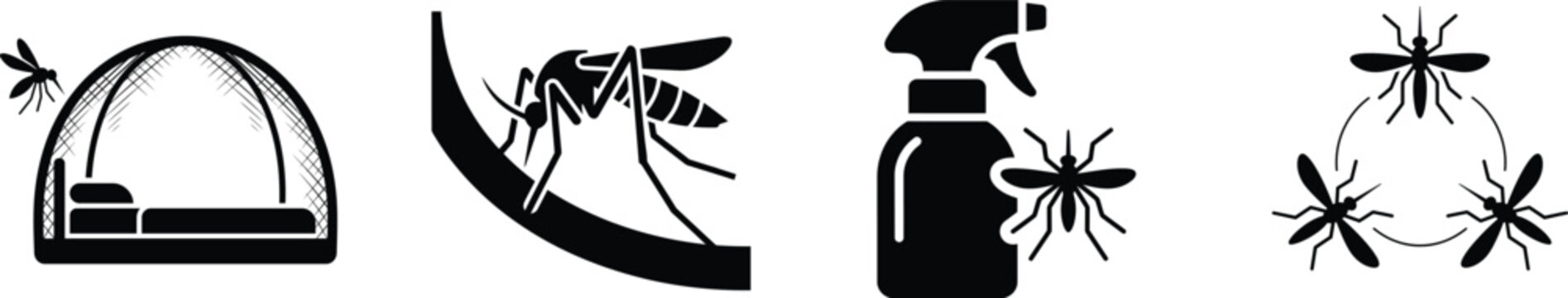 Mosquito repellent icons for summer pest control and outdoor protection