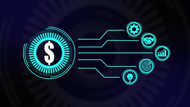 Doller 3d icon animation transparent background .Business, Technology, Internet and network concept.