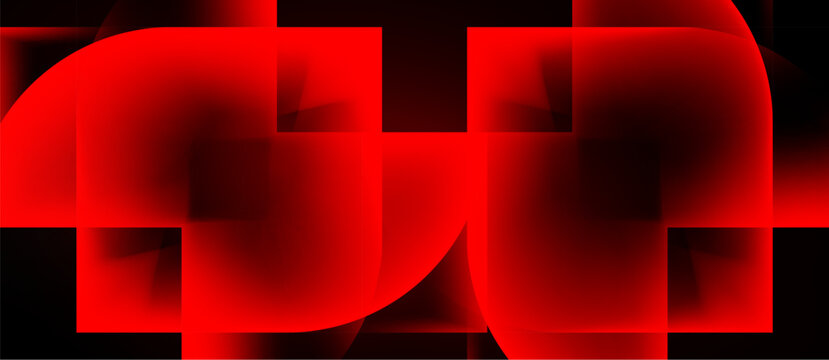 Abstract red shapes form number 50. Geometric design, modern aesthetic, dark background provides contrast. Simple, bold presentation.