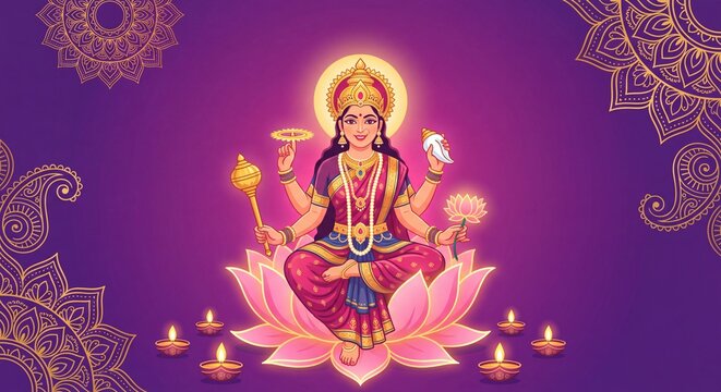 Goddess Siddhidatri Navratri Festival Greeting Illustration