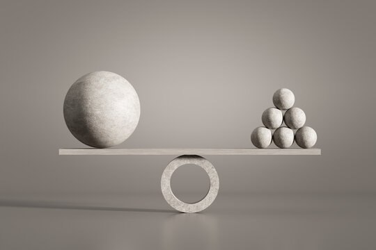 Balancing one large sphere against many small ones