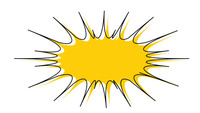 Yellow comic book burst speech bubble vector banner isolated on white background