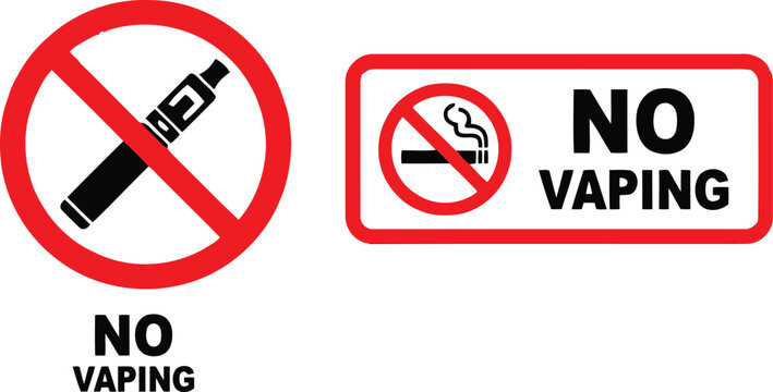 No vaping sign icons set with electronic cigarette symbol isolated on white background