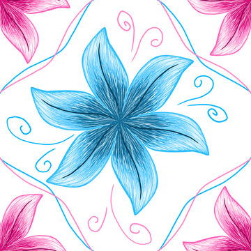 Blue and Pink Floral Decorative Background 