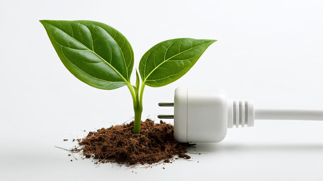 Green plant energy plug soil