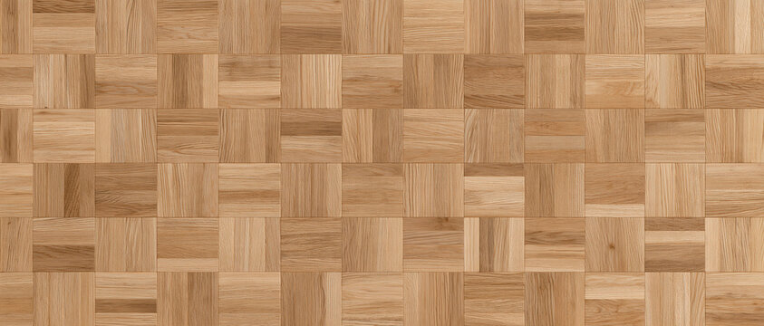 Seamless light oak wood parquet floor texture with a basket weave pattern. Ideal background for interior design and architectural flooring concepts.