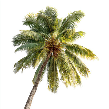 Spreading Palm Tree Top Canopy Isolated on White Background