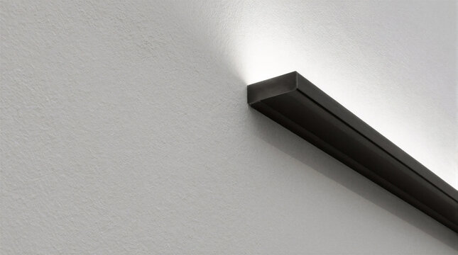 Custom dark grey steel panel wall mount with integrated 4000K LED strip lighting