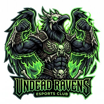Undead Raven Esports Mascot Logo Vector Illustration