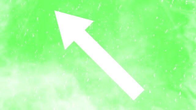Diagonal arrow pointing upwards fills the central space against a light green background featuring subtle cloud textures for a clean visual presentation.