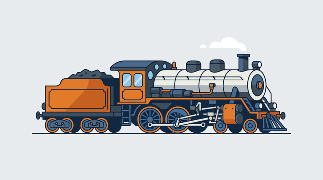 Vintage steam locomotive with coal tender on light background