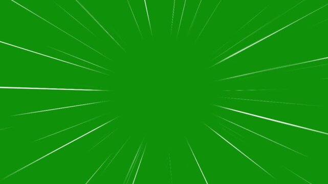 Fast Anime Comic Action Speed Lines Animation Green Background 4K, Dynamic Manga Motion Graphic with Cartoon Illustration Effect, Radial Burst Ray Stripes, Superhero Energy Explosion Glow,