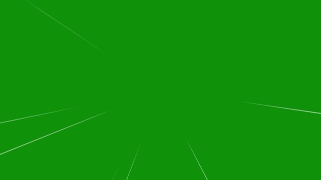 Fast Anime Comic Action Speed Lines Animation Green Background 4K, Dynamic Manga Motion Graphic with Cartoon Illustration Effect, Radial Burst Ray Stripes, Superhero Energy Explosion Glow,