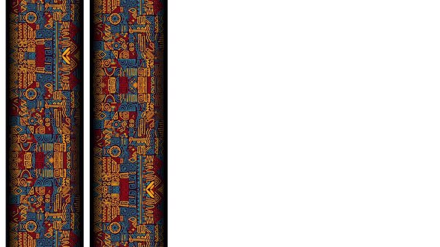 Native American Indigenous Pattern Border Graphic Animation with Colorful Geometric Tribal Motif.