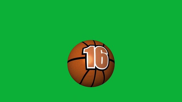 Twenty to one basketball countdown timer animation on green screen background video