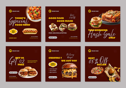 Fast Food Social Media Post Template Layout