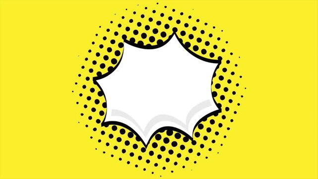 Yellow comic book style speech bubble pop up animation design video