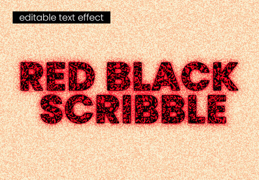 Red Black Scribble Grunge Editable Text Effect