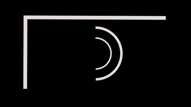 Geometric abstract lines create a modern minimal design on a black background.