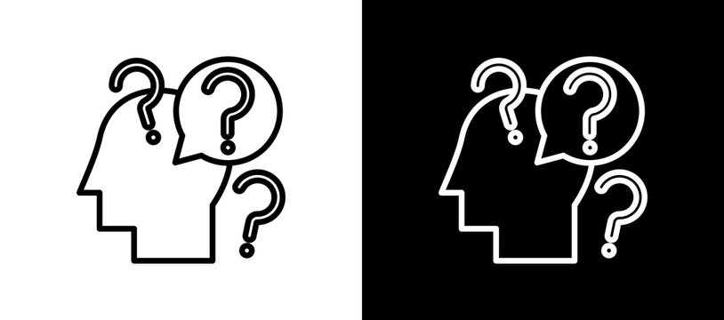Curiosity Line Icon On White and Black Backgrounds.   