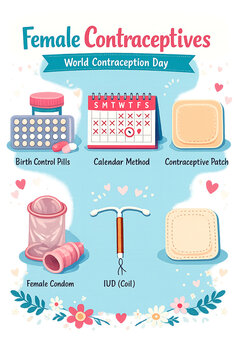 Female contraception methods illustrated clearly