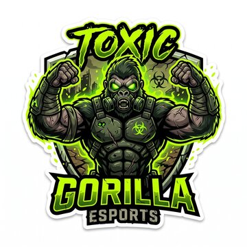 Apocalyptic Toxic Gorilla Esports Mascot Logo Vector