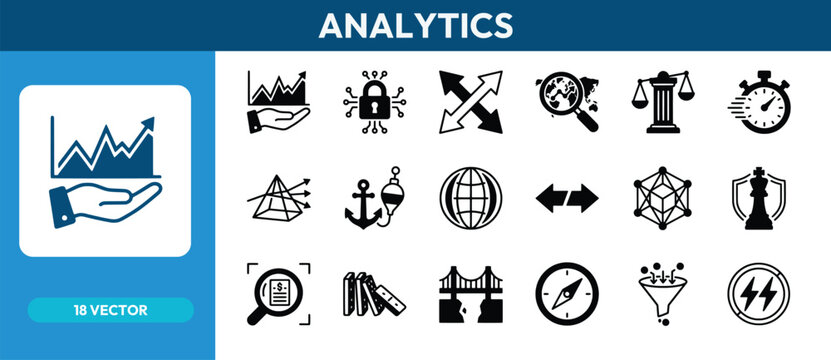 Analytics growth chart vector icon collection