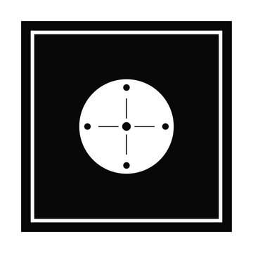 Tactical navigation compass symbol inside black square box frame.