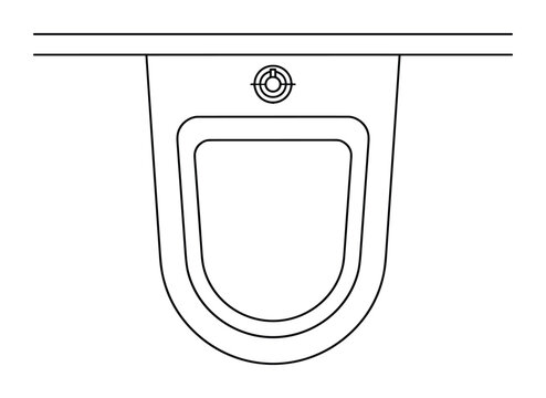 Toilet bowl top view outline symbol for bathroom floor blueprint.