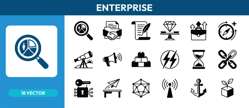 Enterprise business analytics vector icons