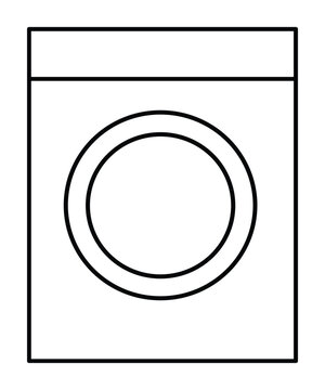 Washing machine front view line art drawing simple home appliance icon.