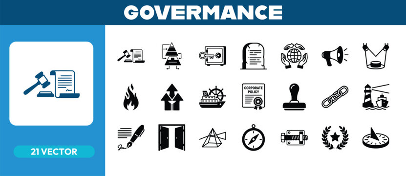Governance legal policy vector icon collection