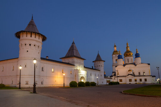 At the ancient Tobolsk Kremlin on a late August evening. Tyumen oblast