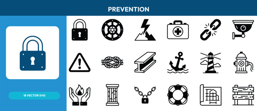 Prevention vector icon set safety