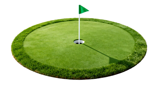 [Transparent Background PNG]Golf Putting Green with Flagstick and Hole for Sports Practice