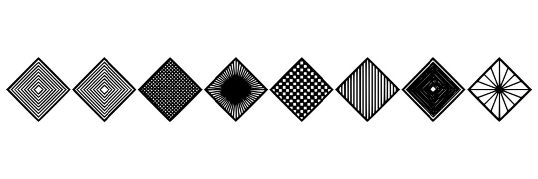 Geometric Ideogram Patterns, a Set of Ten Abstract Designs. Vector Illustration, Minimalist Style