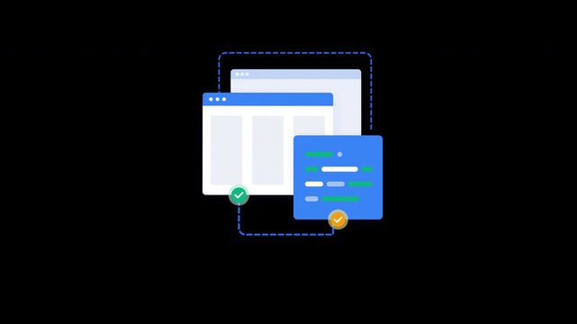 Modern web browser window interface animated for a digital application