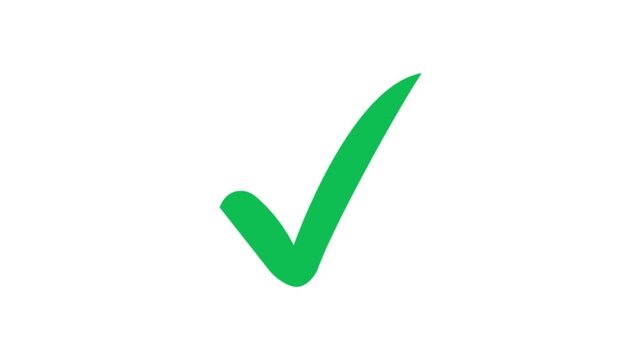 Green Tick Mark Animation with 3D Check Icon, Successful Approval and Positive Confirmation Symbol, Dynamic Motion Graphic Element on Transparent Background, 4K Alpha Channel Video Overlay