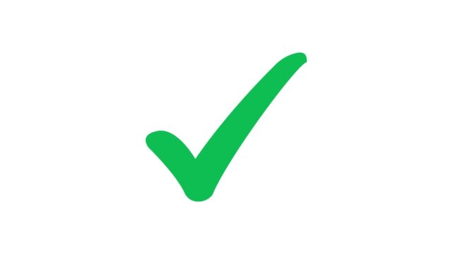 Green Tick Mark Animation with 3D Check Icon, Successful Approval and Positive Confirmation Symbol, Dynamic Motion Graphic Element on Transparent Background, 4K Alpha Channel Video Overlay