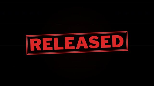 Animated red released stamp on dark background representing classified redaction and document disclosure.