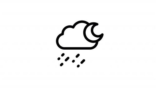 animated weather icon of rainy night 